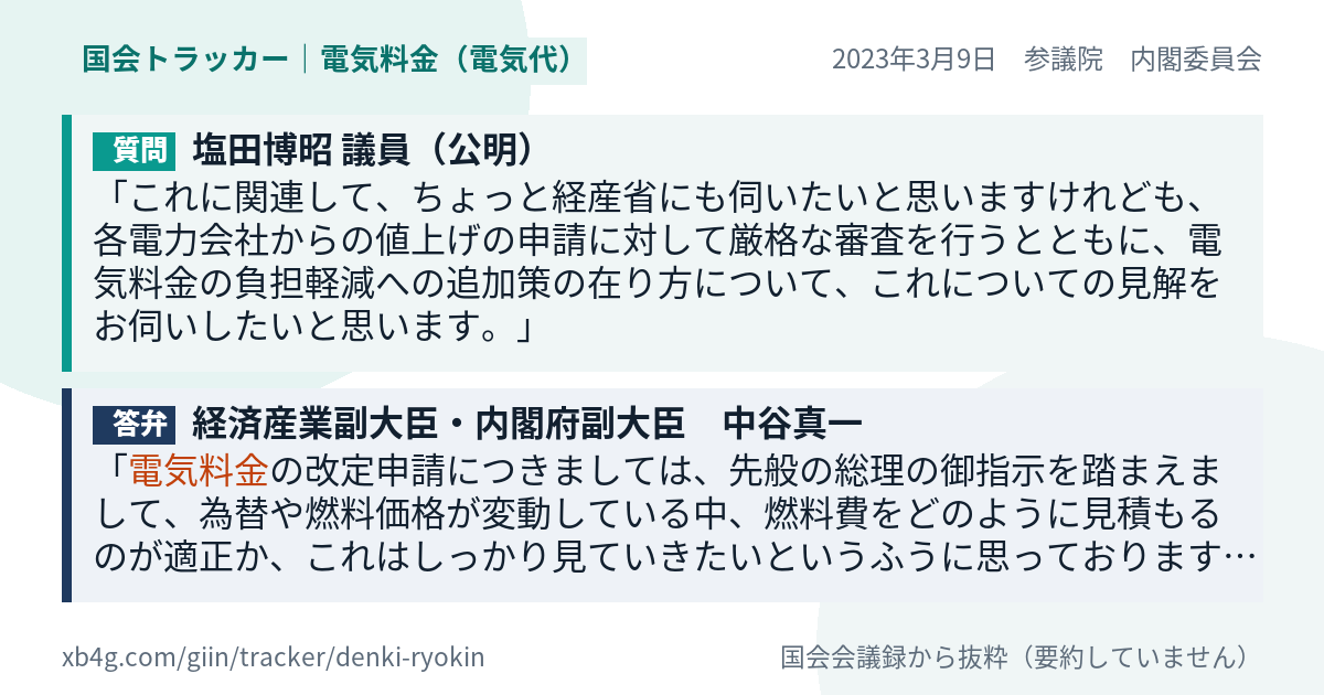 質問と答弁のカード
