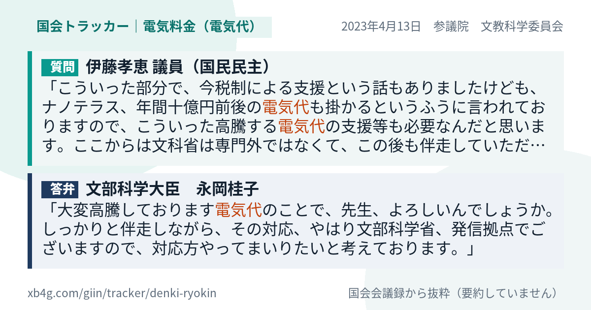 質問と答弁のカード