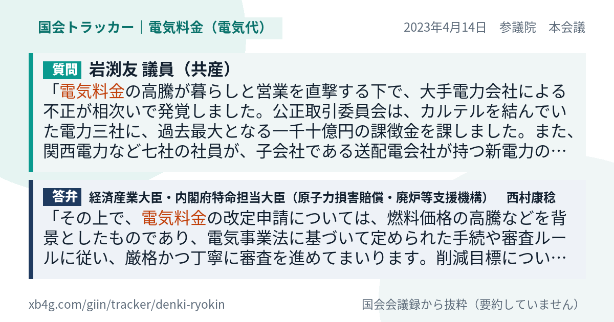 質問と答弁のカード