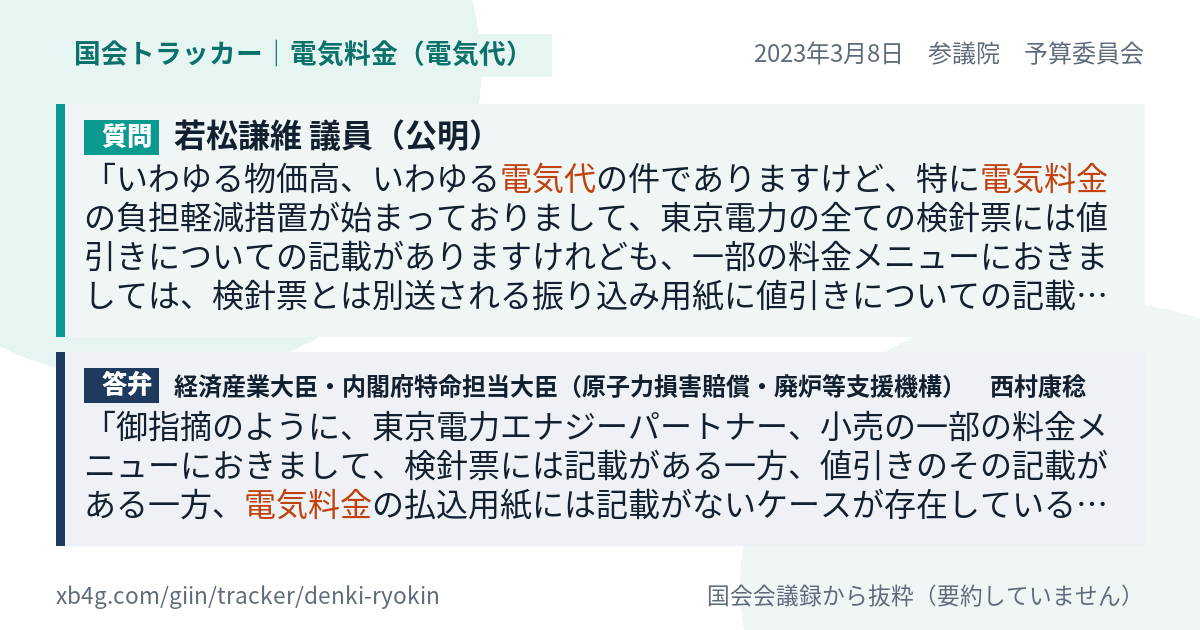質問と答弁のカード