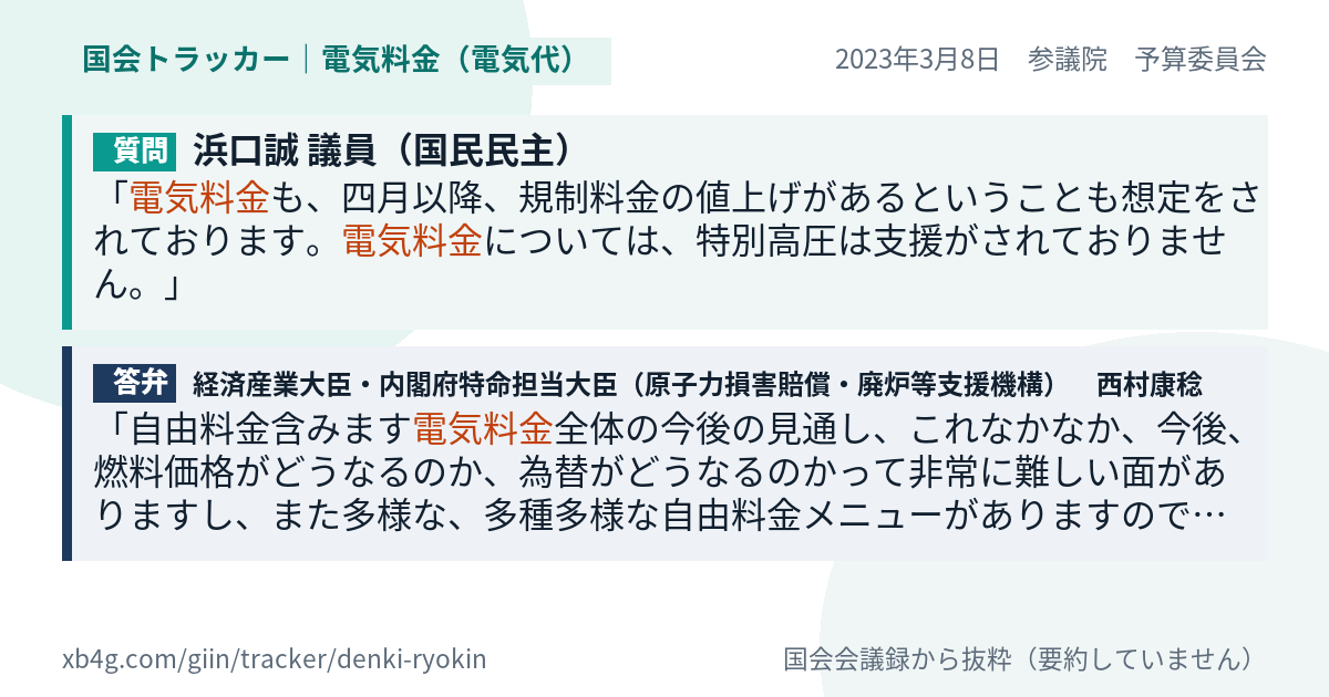 質問と答弁のカード