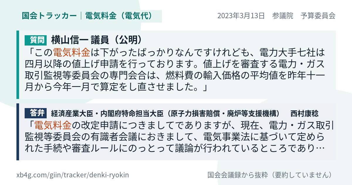 質問と答弁のカード