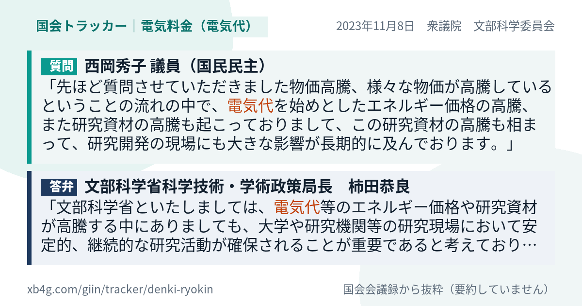 質問と答弁のカード