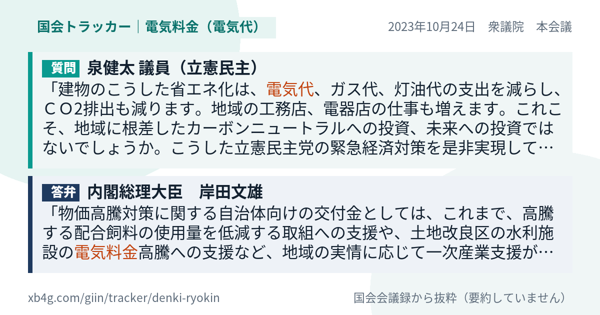 質問と答弁のカード