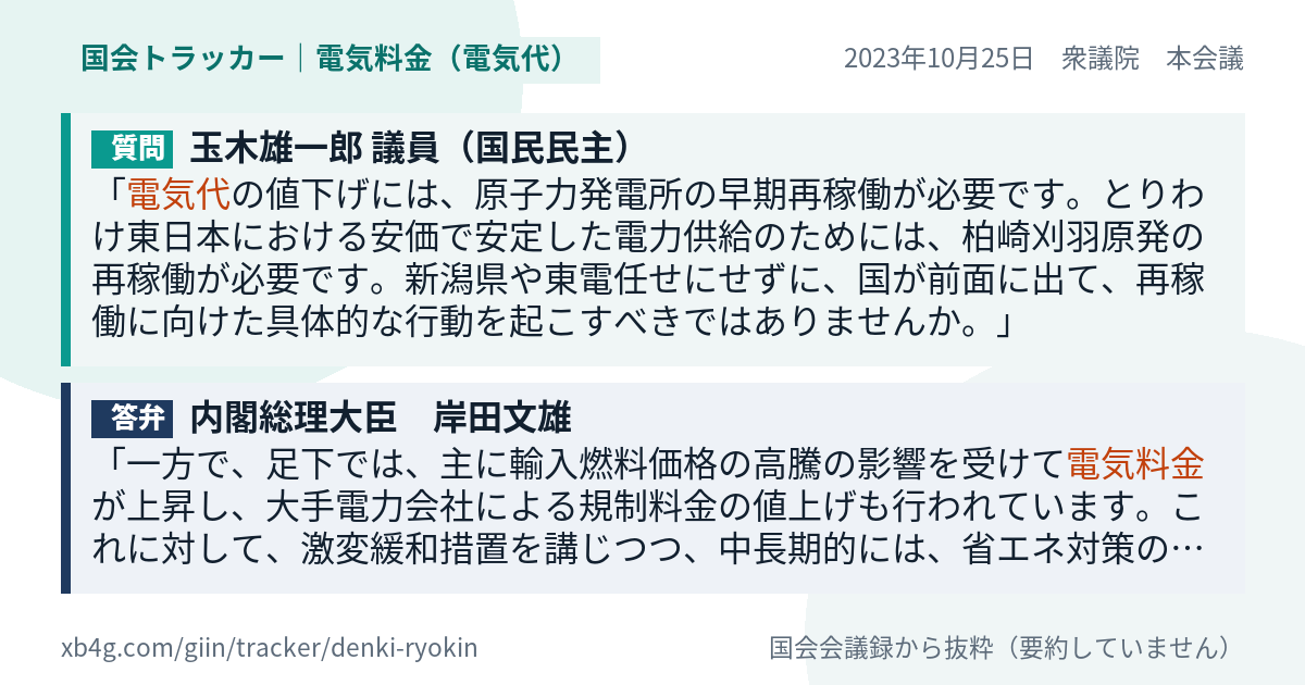 質問と答弁のカード