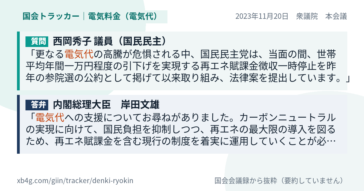 質問と答弁のカード
