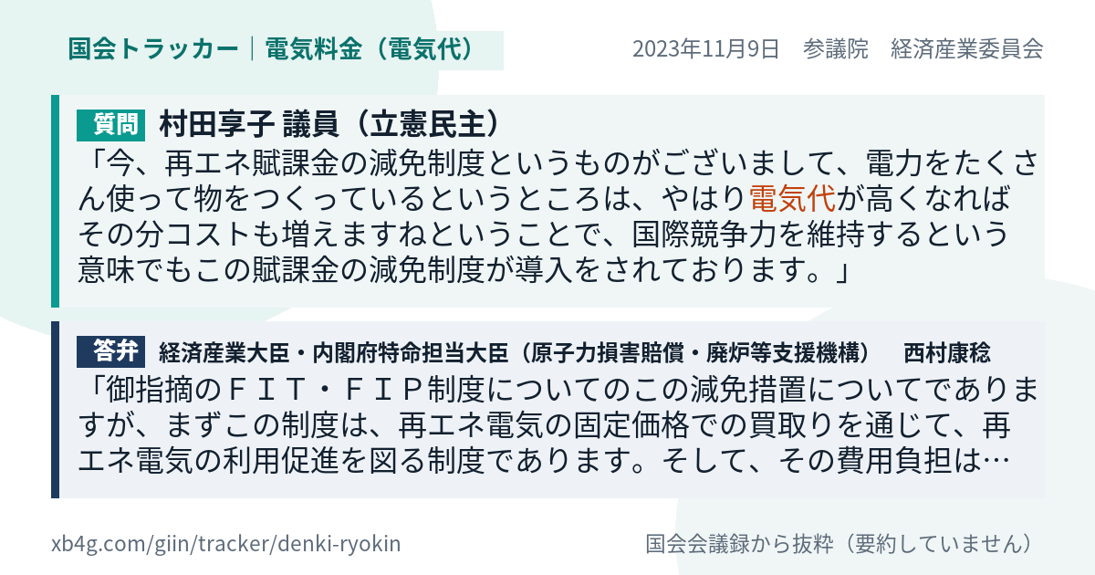 質問と答弁のカード