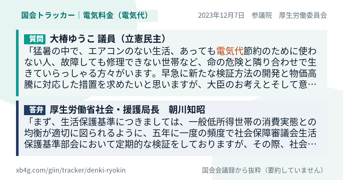 質問と答弁のカード