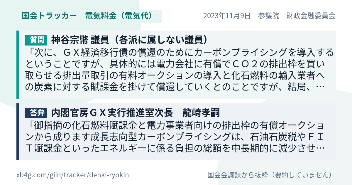 質問と答弁のカード