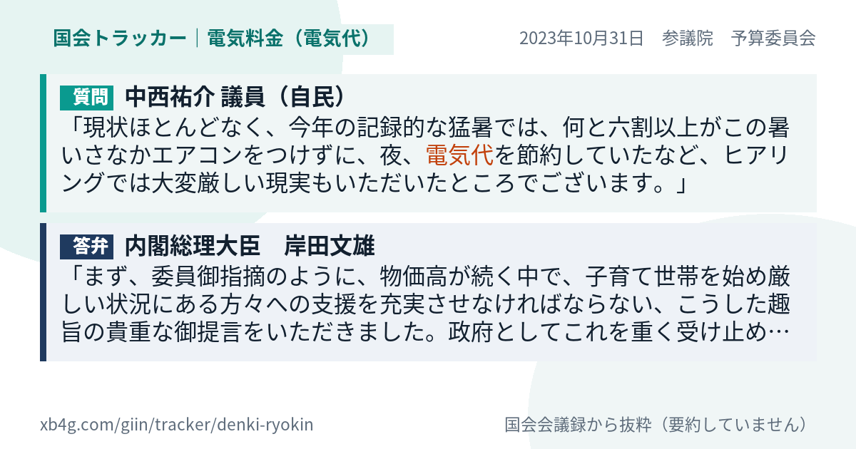 質問と答弁のカード