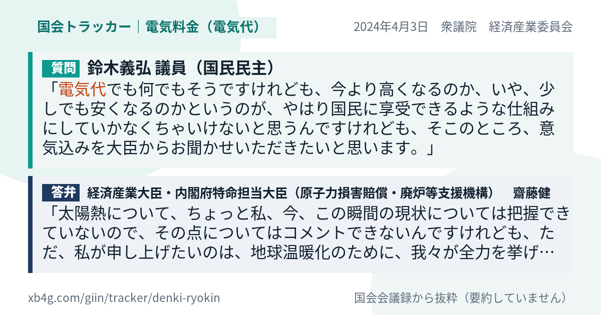 質問と答弁のカード
