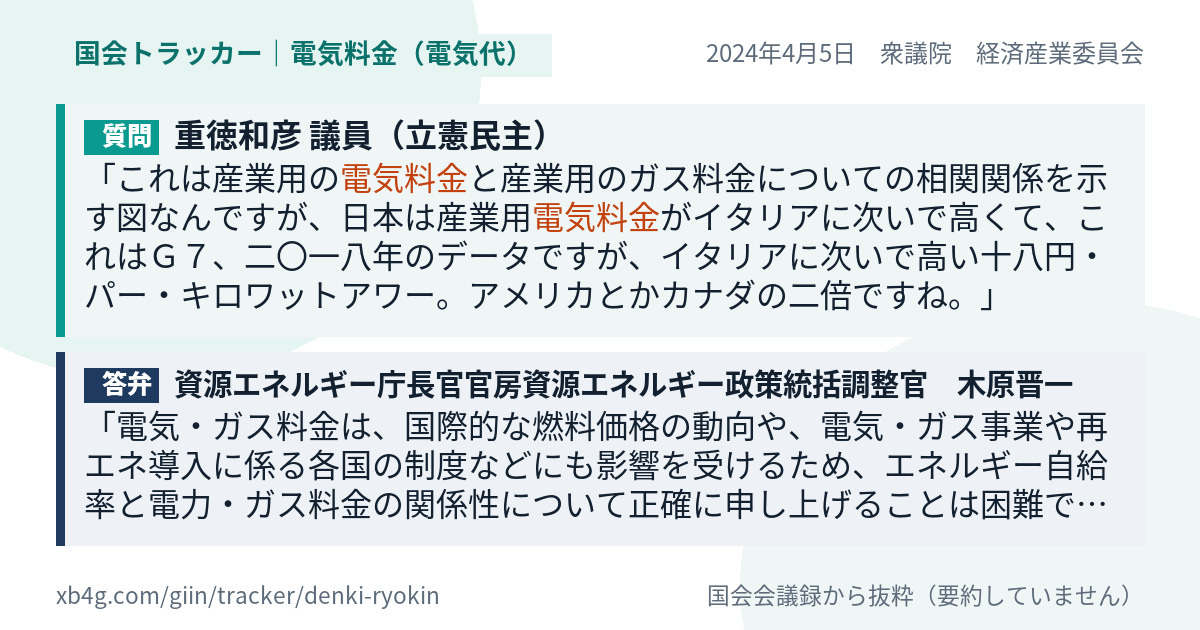 質問と答弁のカード