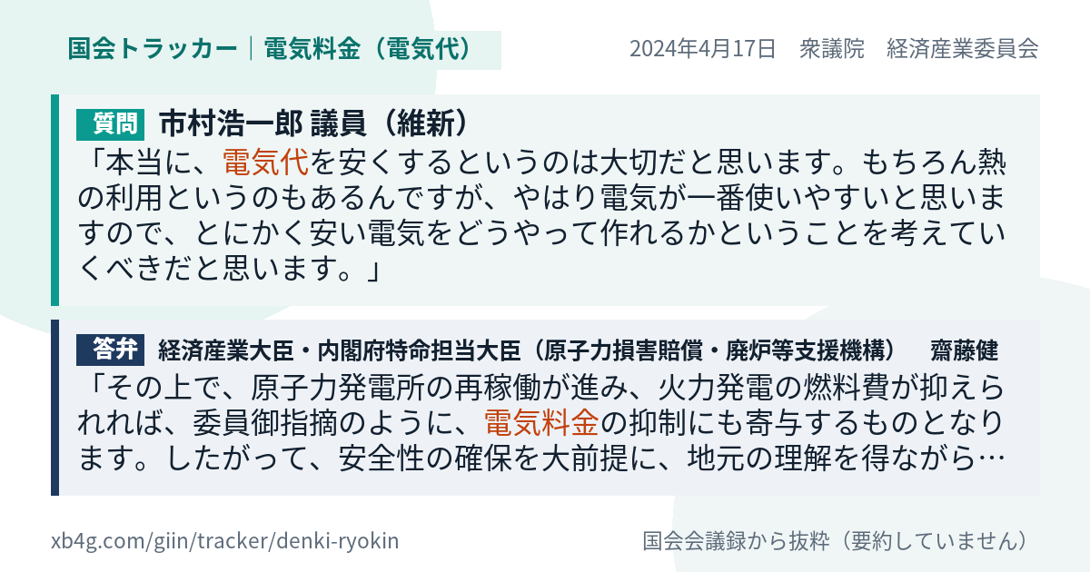 質問と答弁のカード