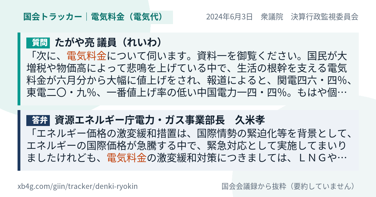 質問と答弁のカード