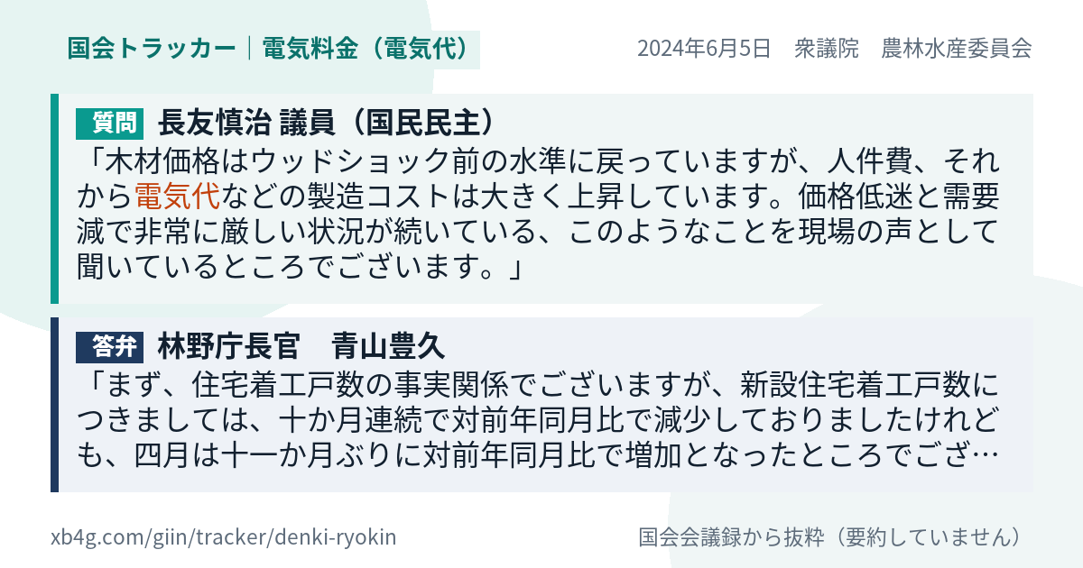 質問と答弁のカード