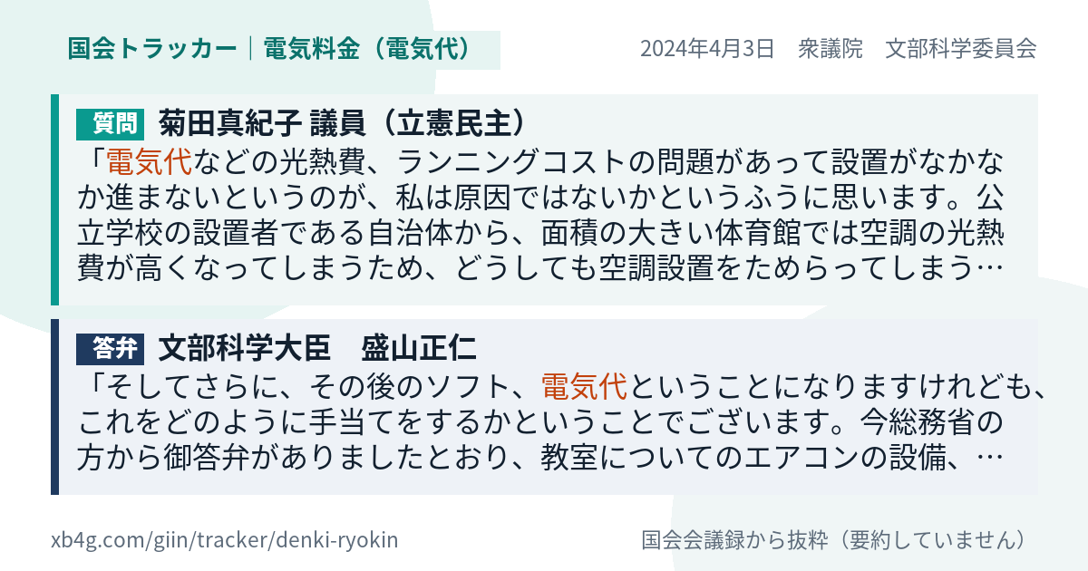質問と答弁のカード