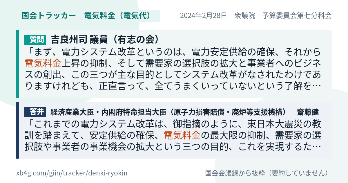 質問と答弁のカード