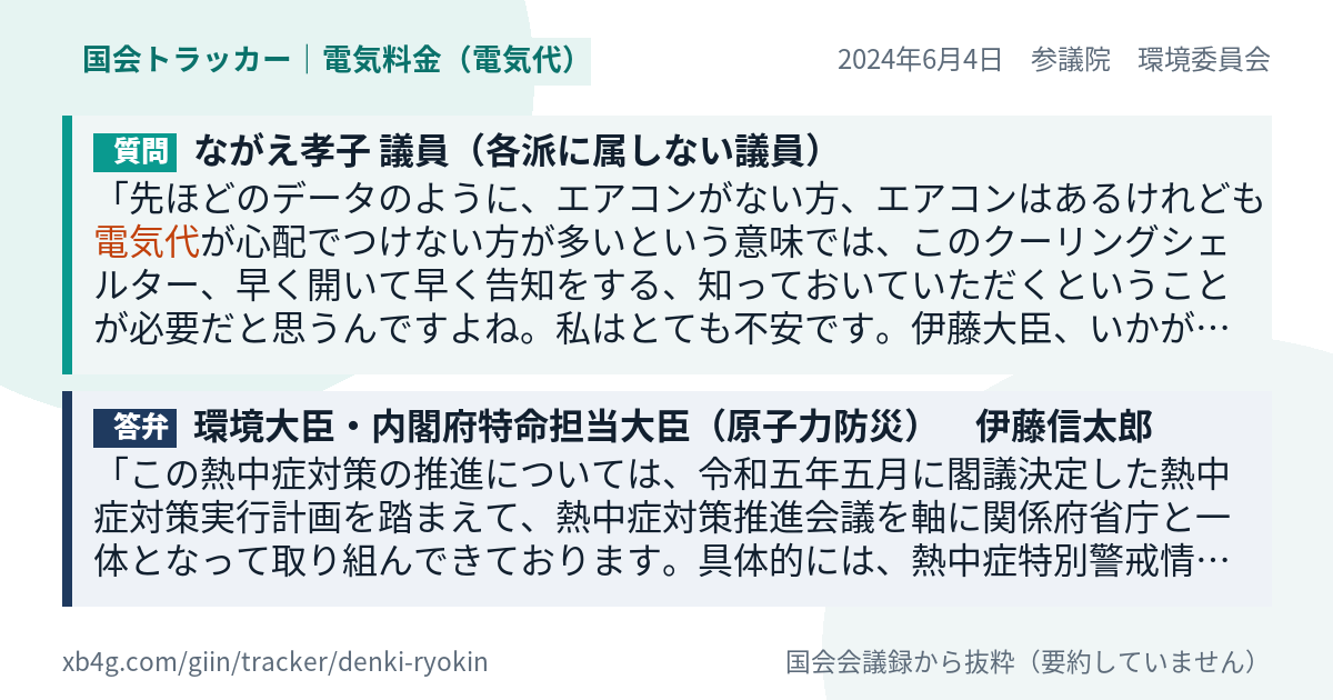質問と答弁のカード
