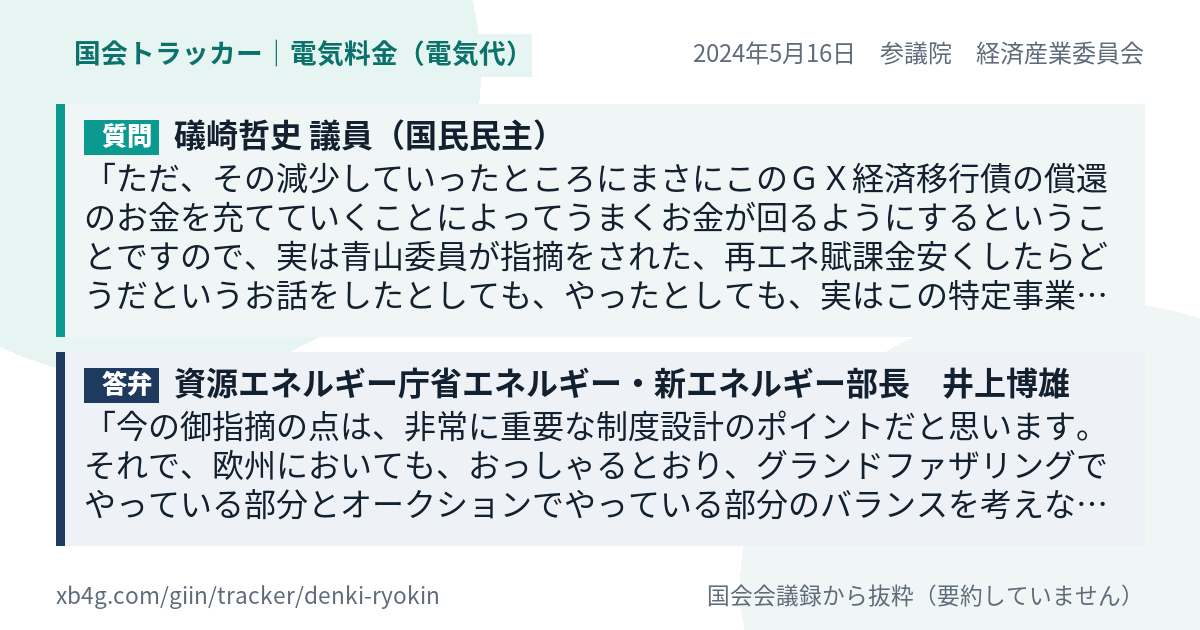 質問と答弁のカード