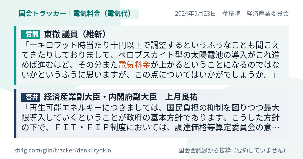 質問と答弁のカード