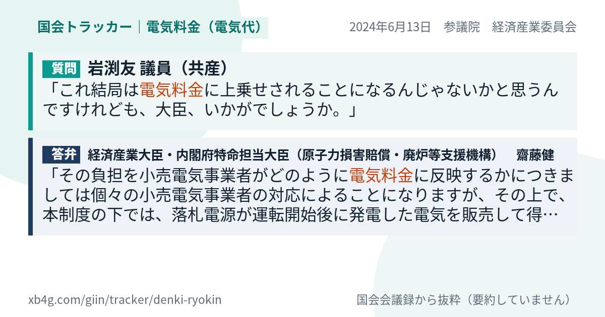 質問と答弁のカード