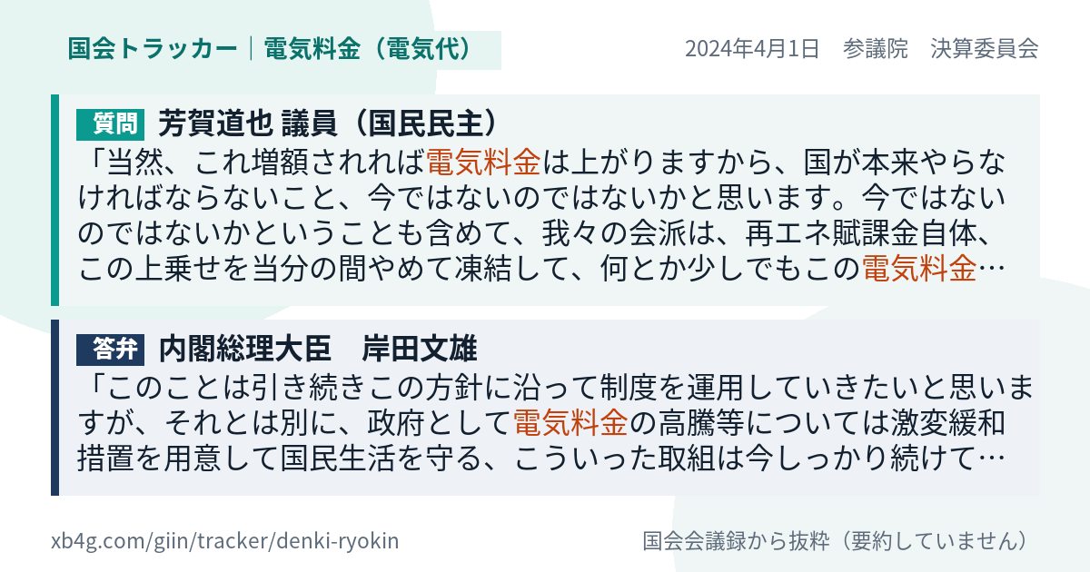 質問と答弁のカード