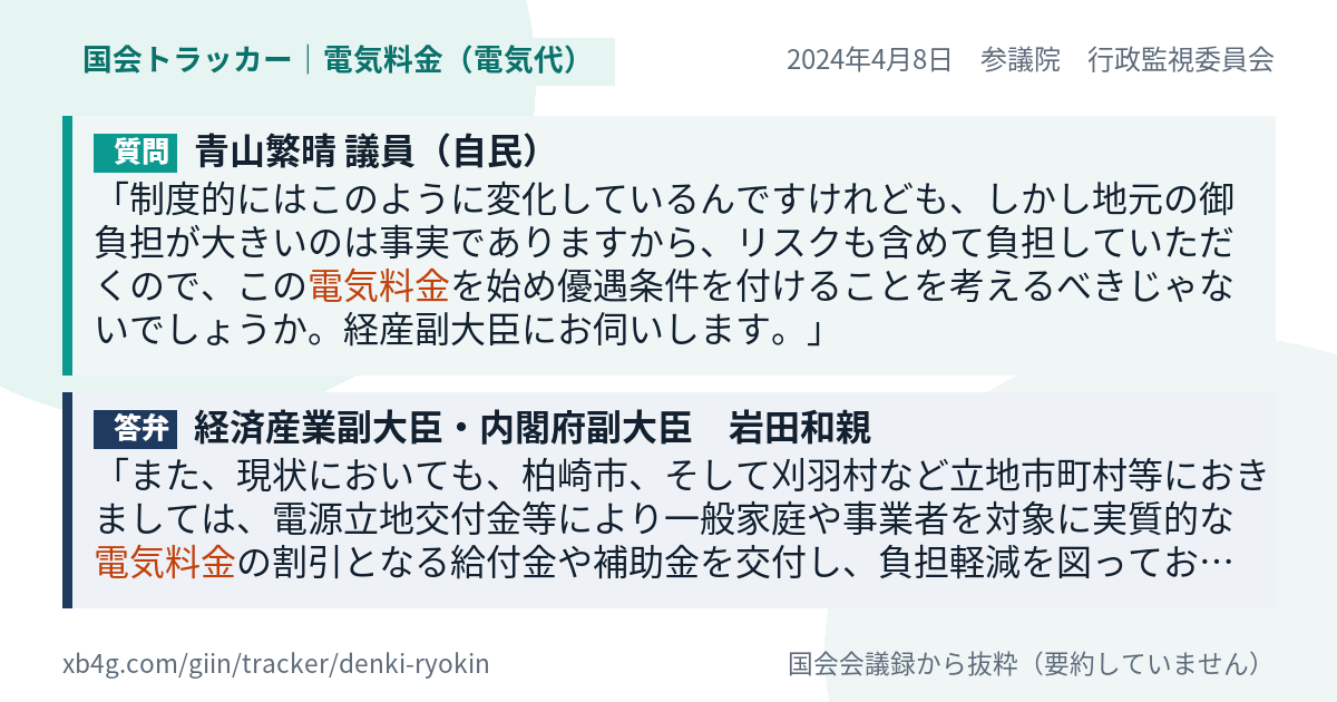質問と答弁のカード
