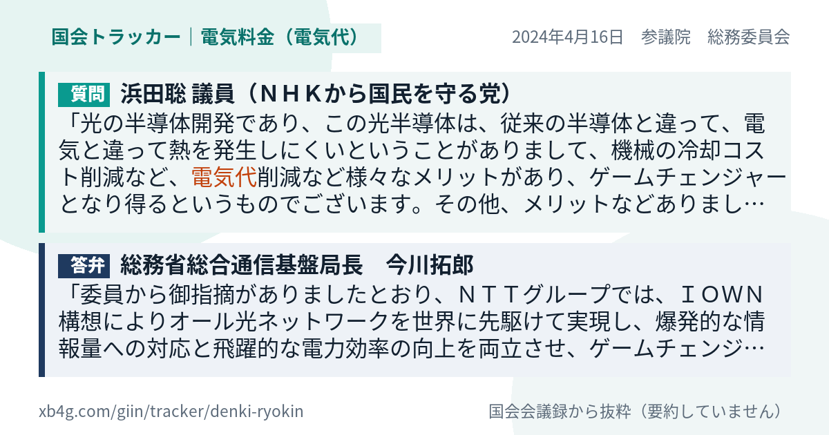 質問と答弁のカード