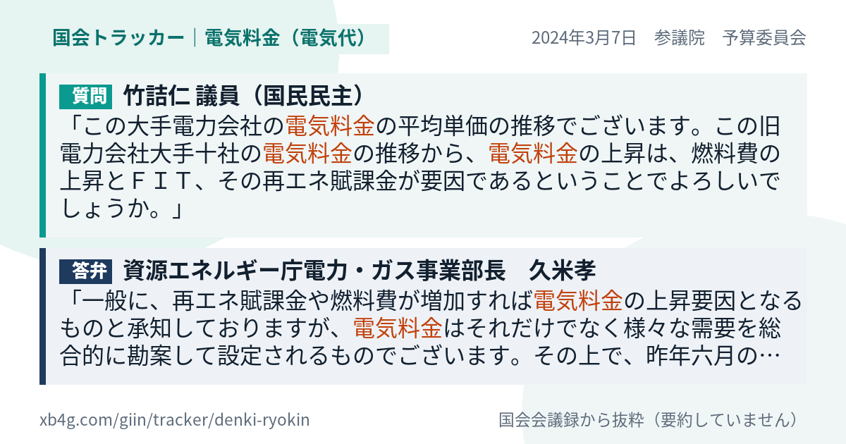 質問と答弁のカード