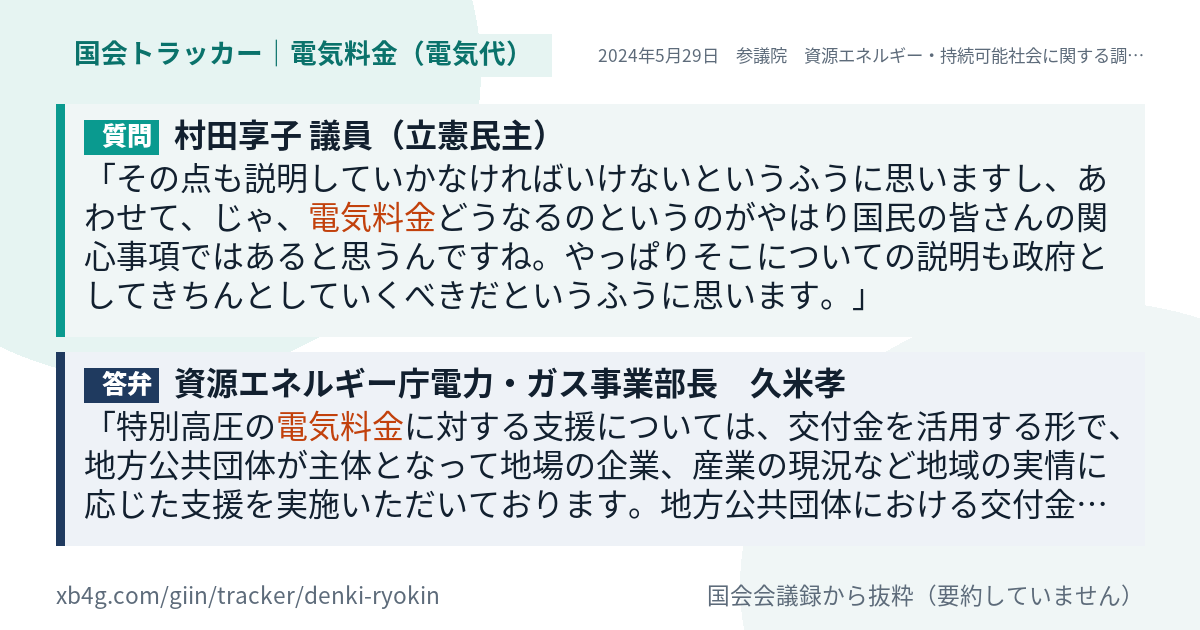 質問と答弁のカード