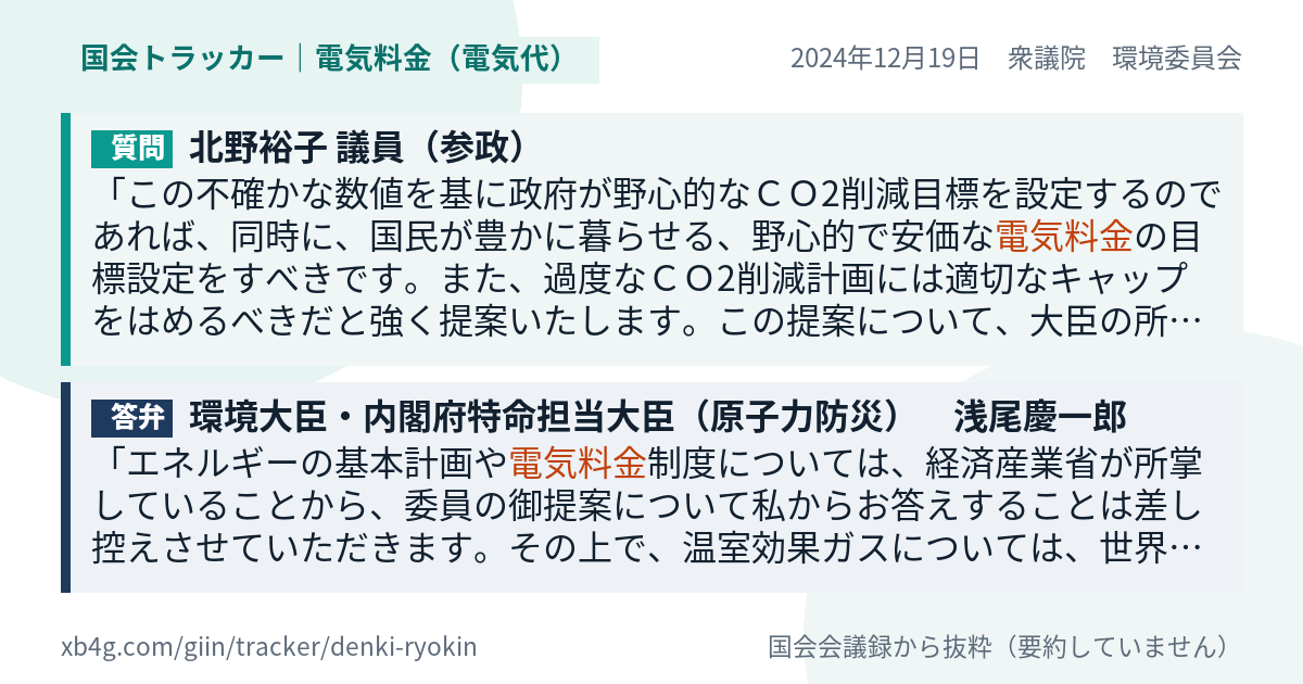 質問と答弁のカード