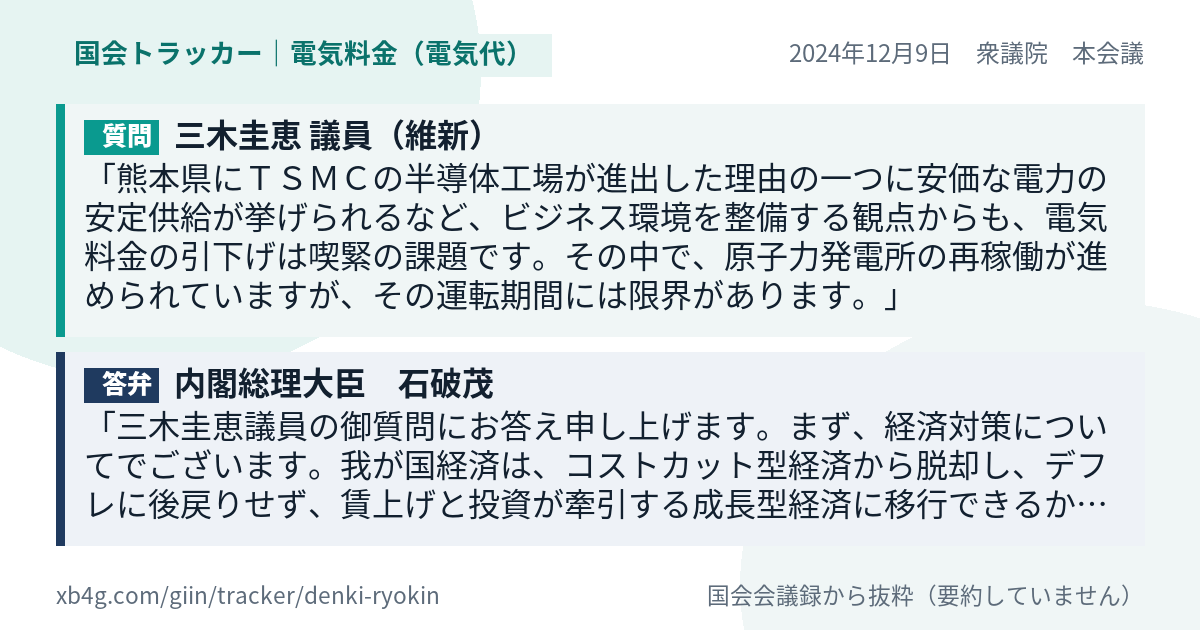 質問と答弁のカード