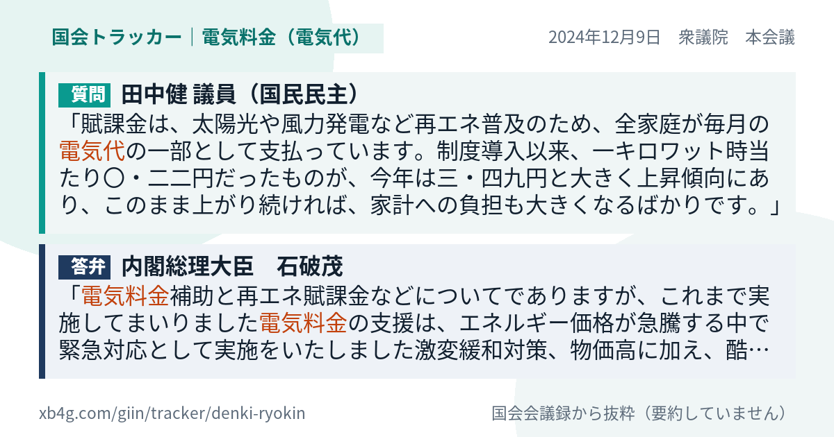 質問と答弁のカード