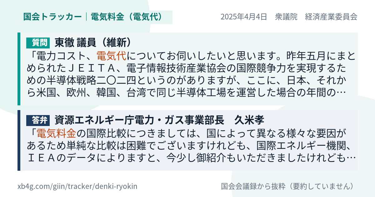 質問と答弁のカード