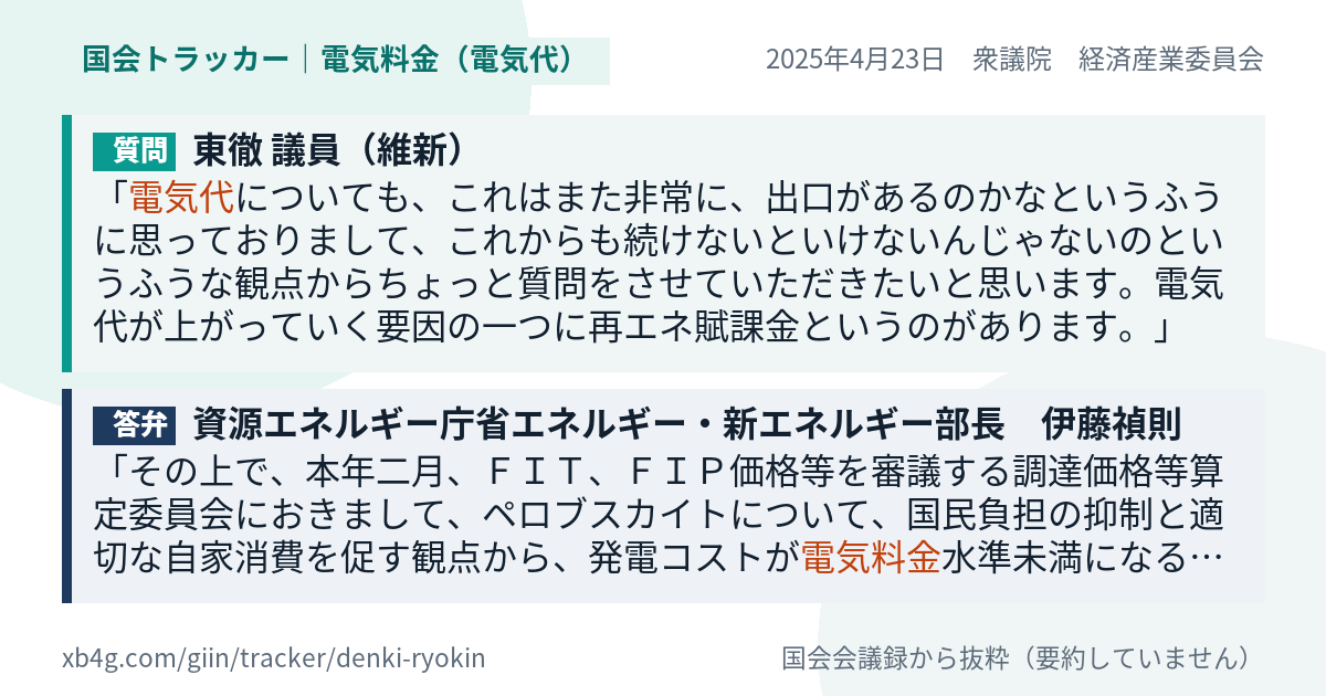 質問と答弁のカード