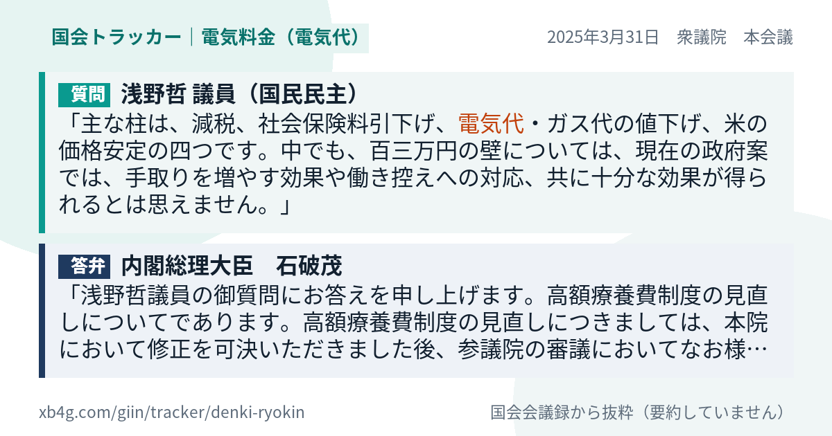 質問と答弁のカード