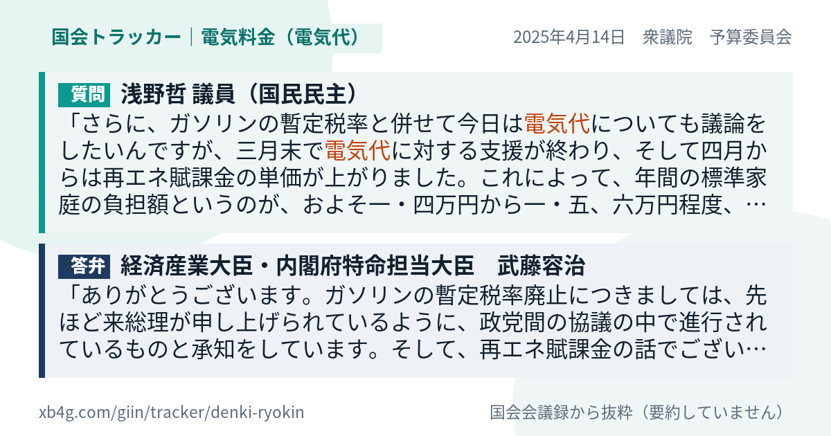 質問と答弁のカード