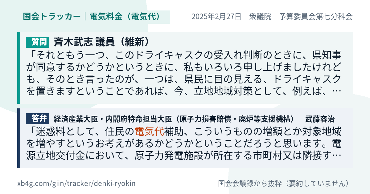 質問と答弁のカード