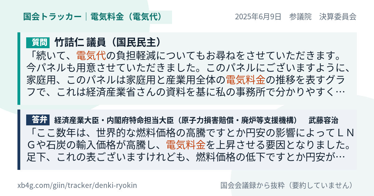 質問と答弁のカード