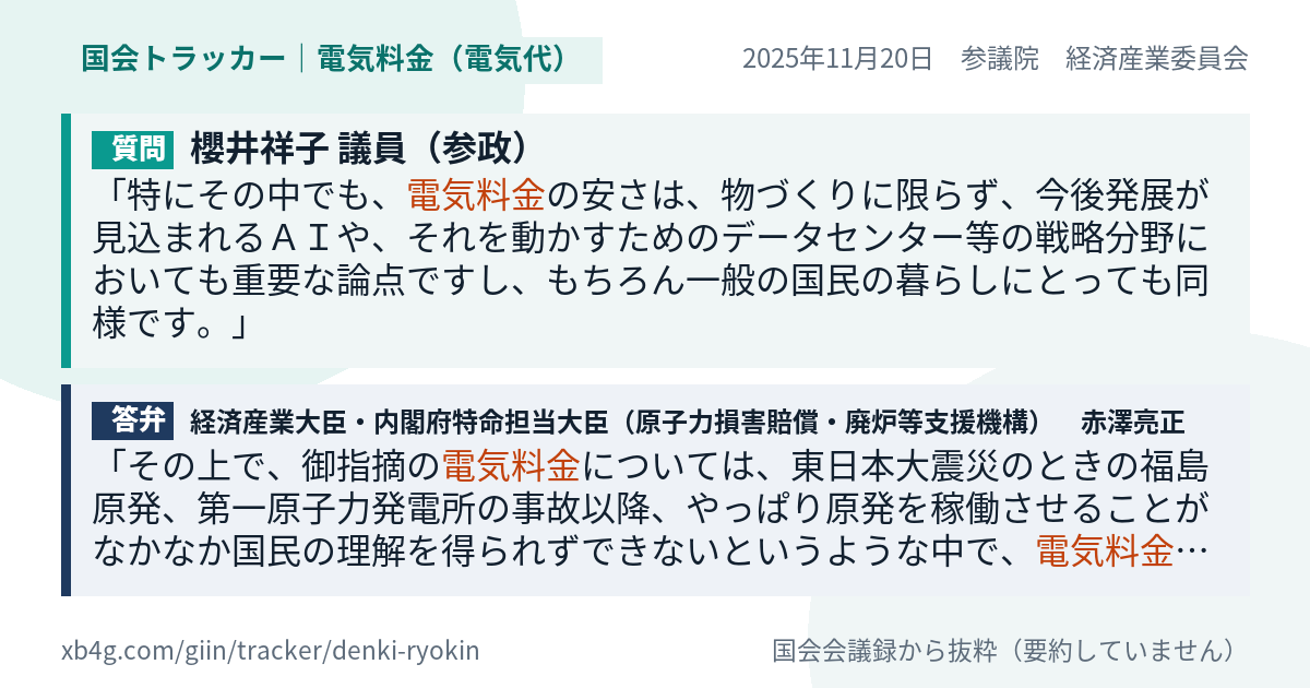質問と答弁のカード