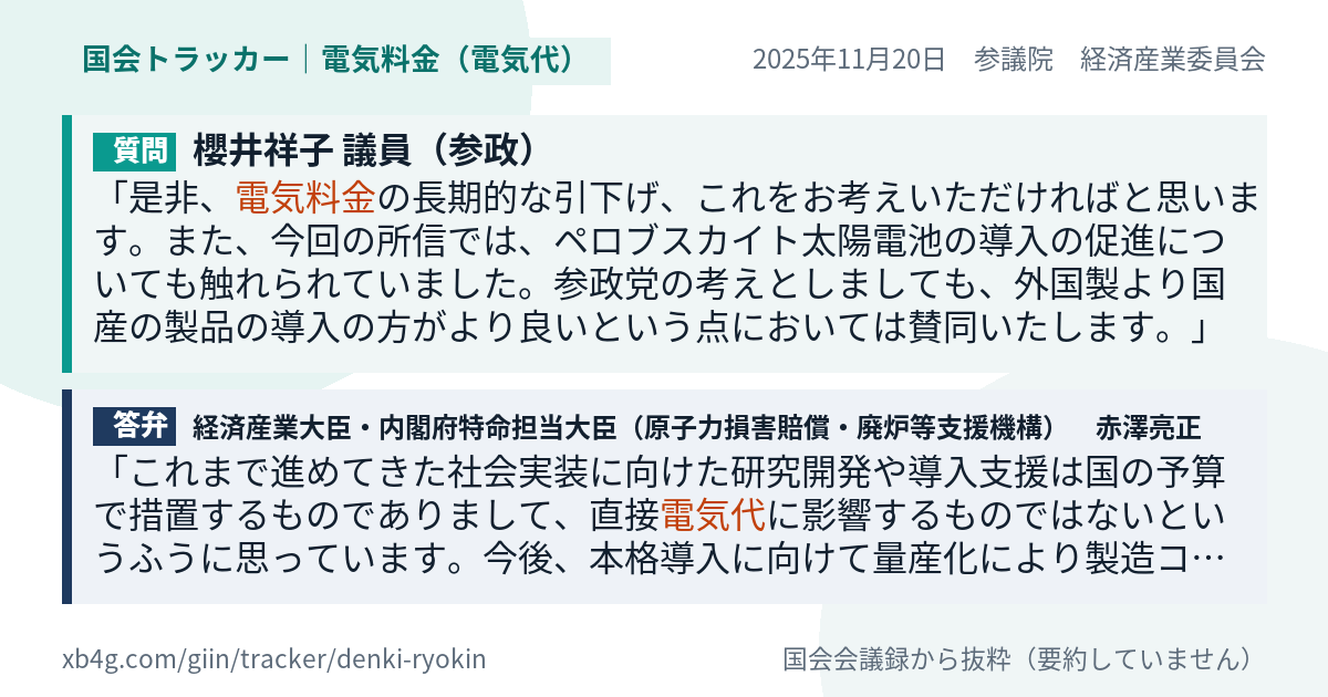 質問と答弁のカード