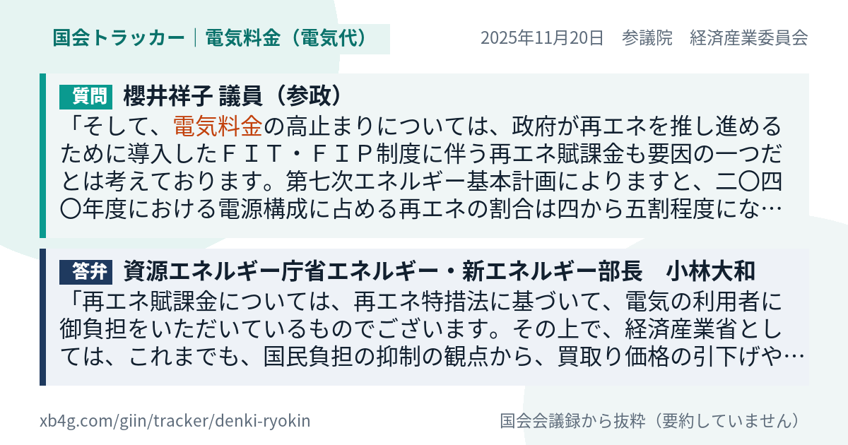 質問と答弁のカード