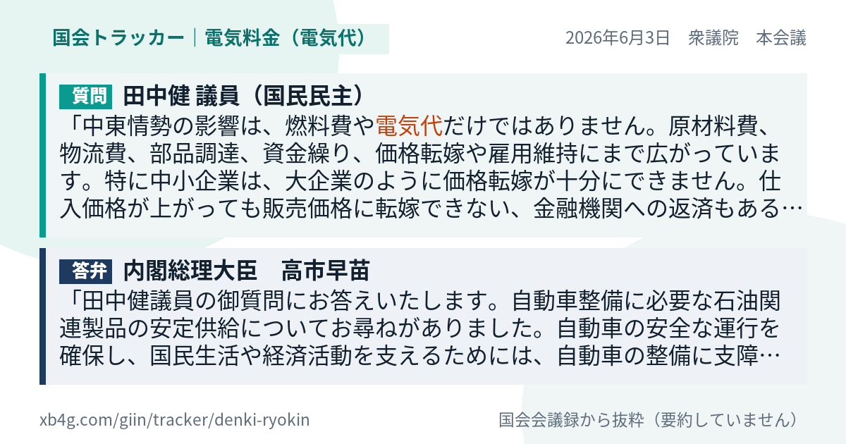 質問と答弁のカード