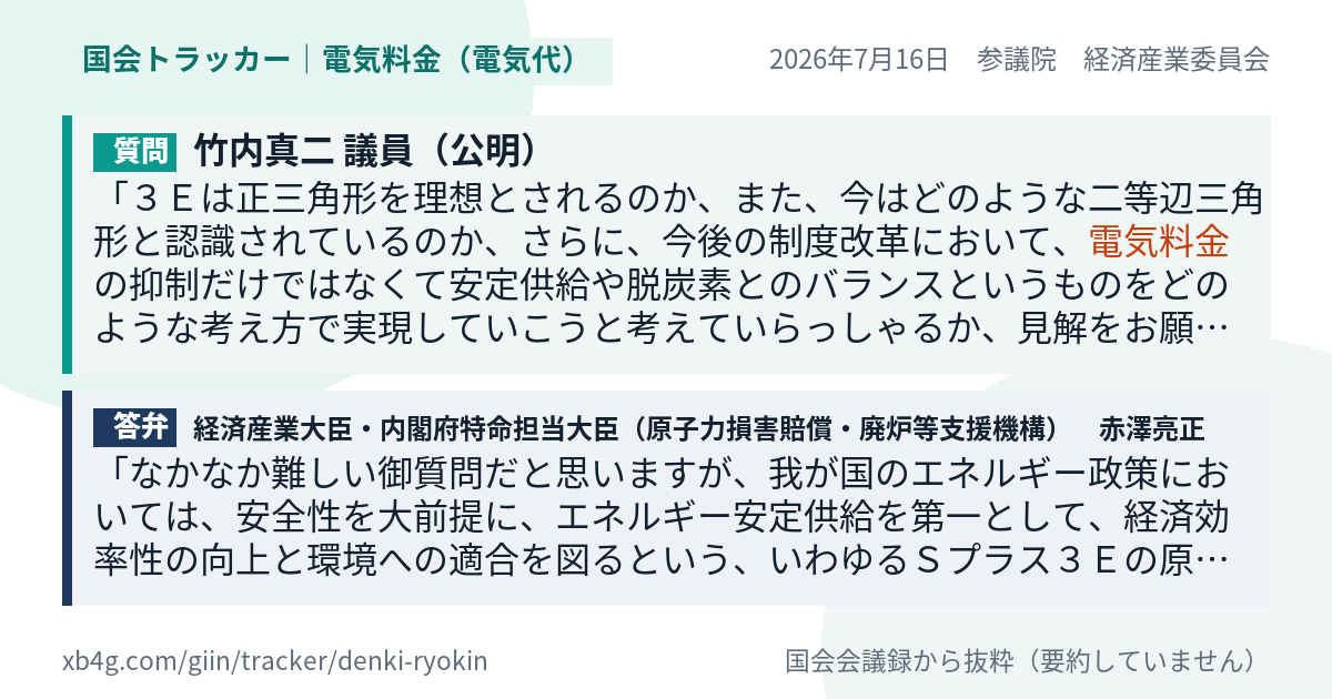 質問と答弁のカード