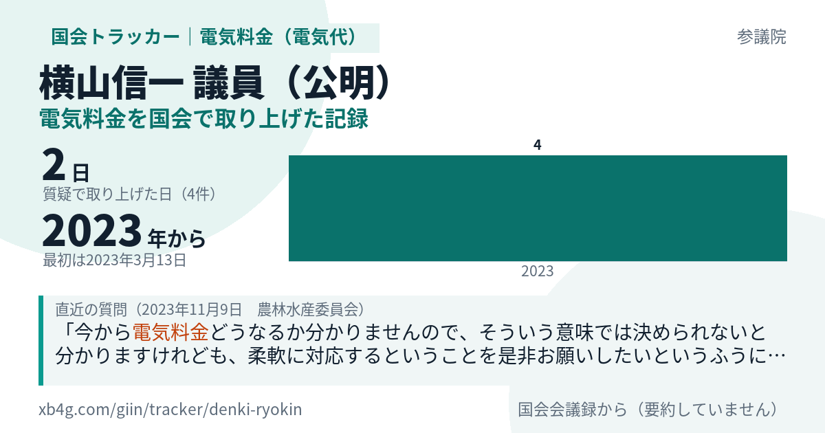 横山信一議員の記録のカード