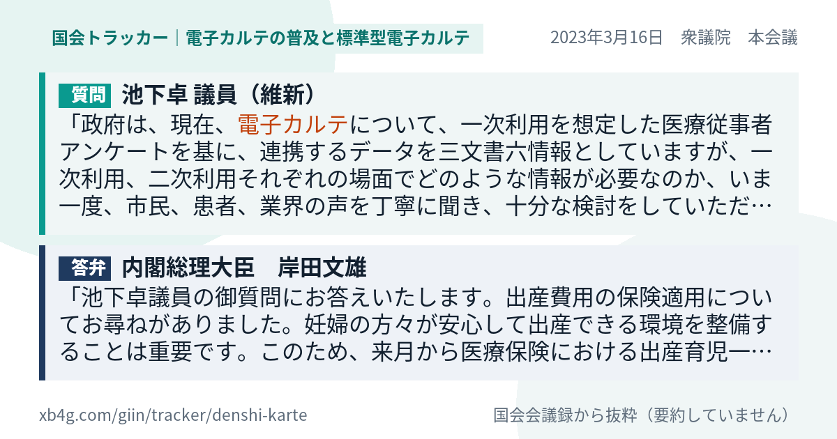 質問と答弁のカード