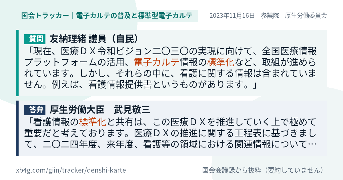 質問と答弁のカード