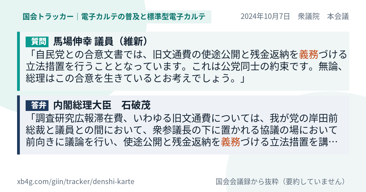 質問と答弁のカード