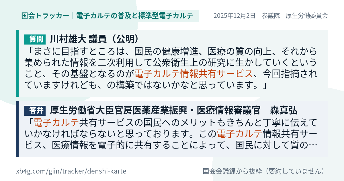 質問と答弁のカード