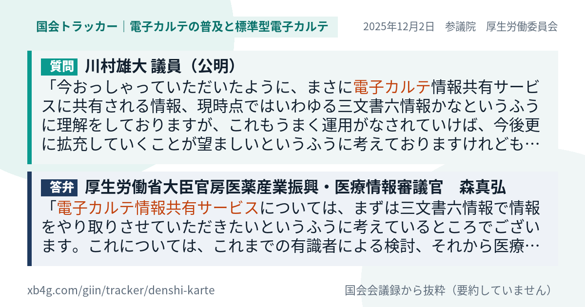 質問と答弁のカード